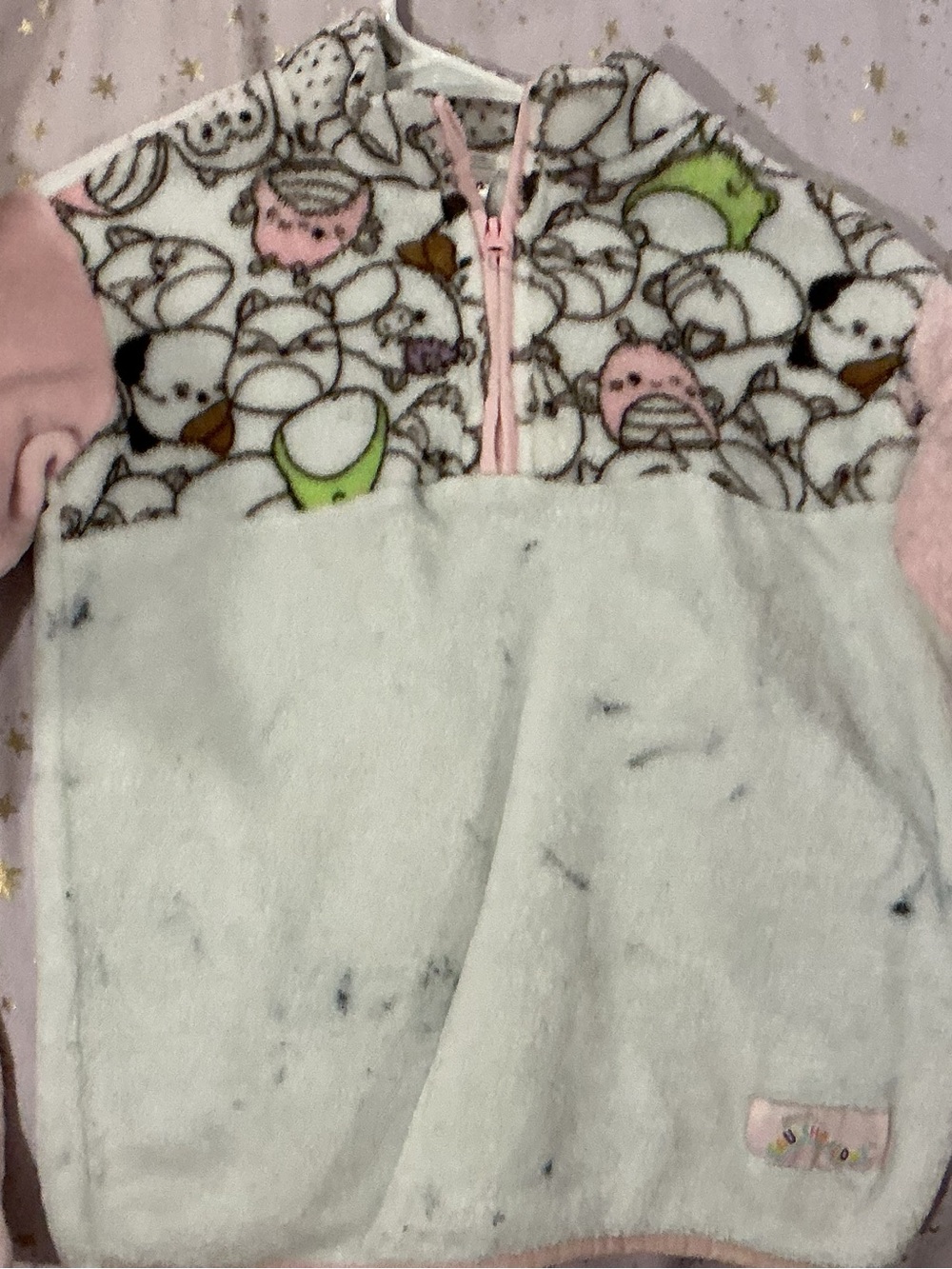 Squishmallows White and Brown Plush Tag Detail